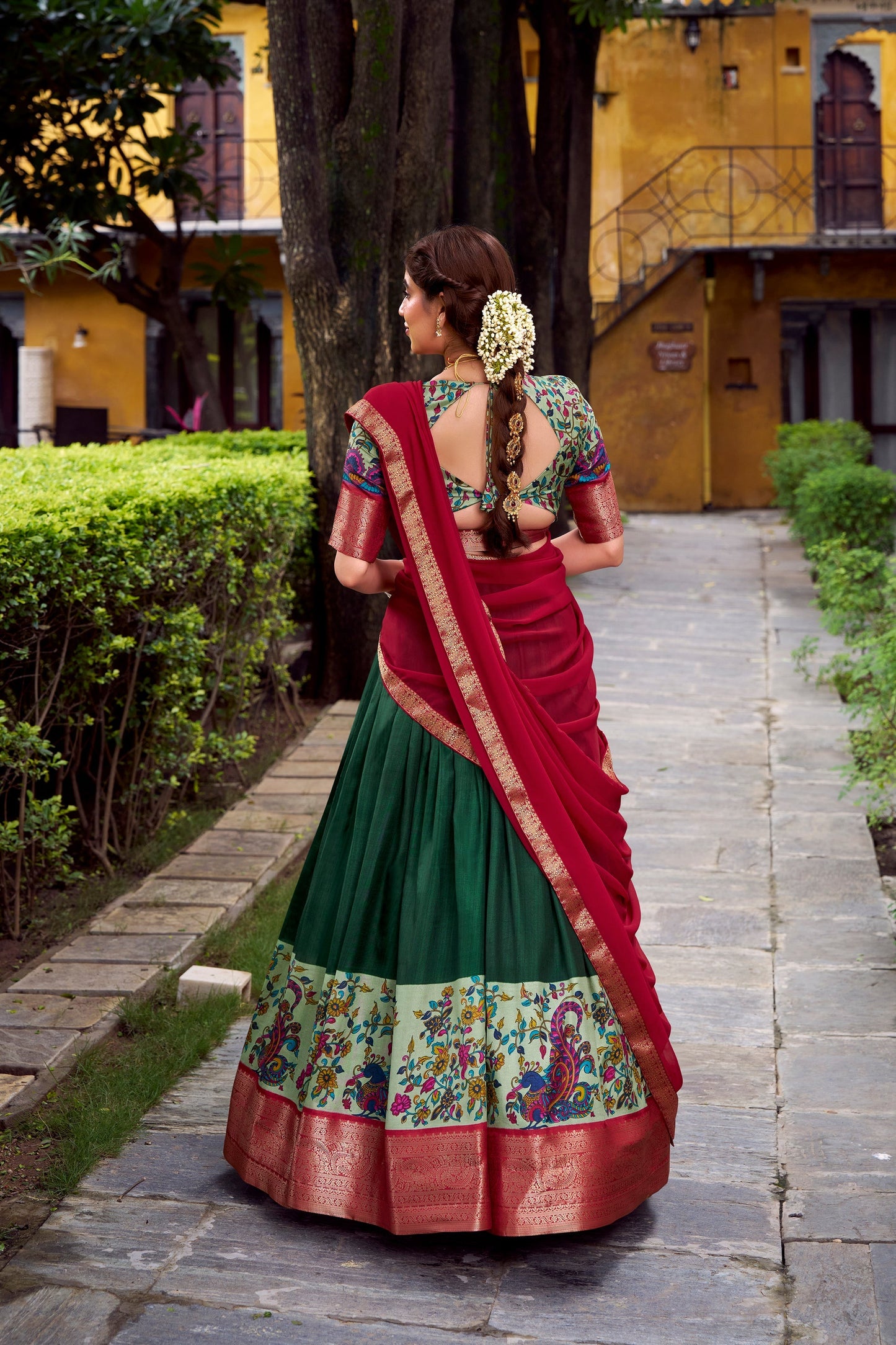 AASTHA SILK PRINTED ZARI WEAVING LEHENGA CHOLI WITH DUPATTA (WDN103)