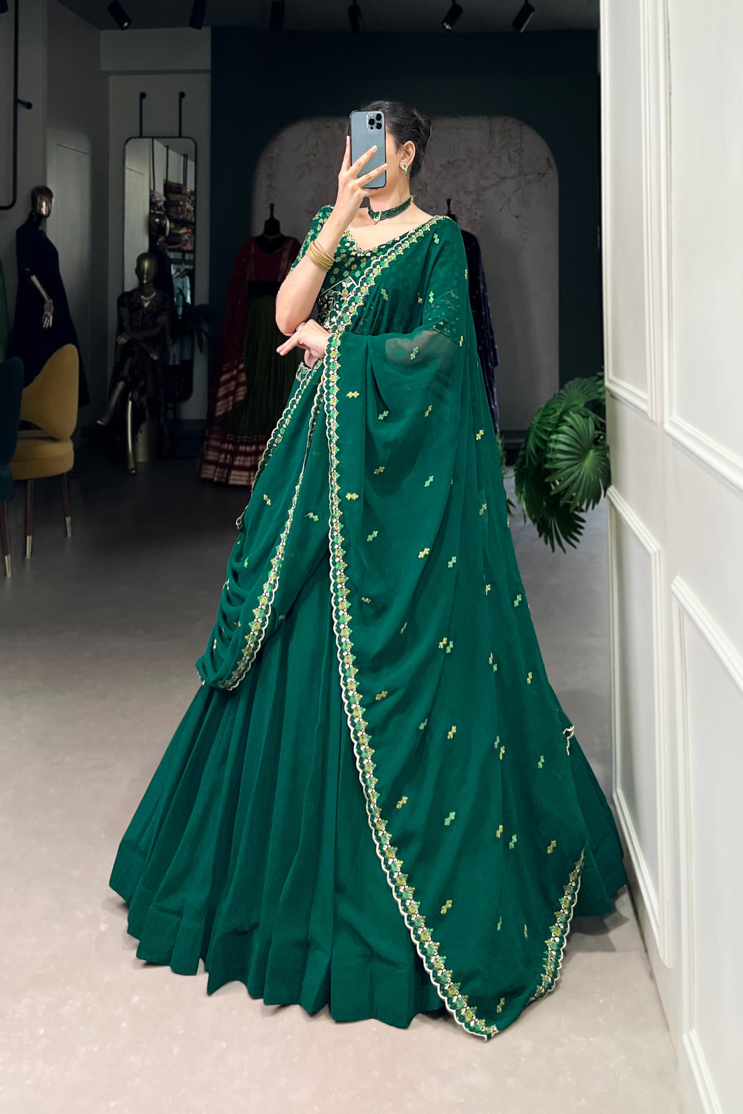 TILTON GEORGETTE EMBROIDERED LEHENGA CHOLI WITH DUPATTA
