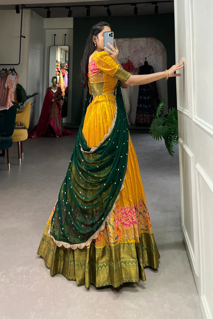 COTTON SILK THEREAD EMBROIDERED LEHENGA CHOLI WITH DUPATTA(WD105) (02)