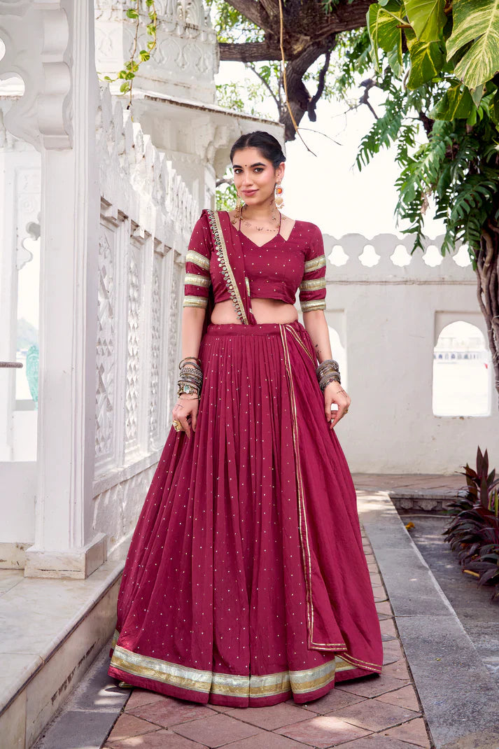 NAVRATRI SPECIAL PURE CHANDERI ZARI WEAVING LEHENGA CHOLI WITH DUPATTA(WD191) (02)