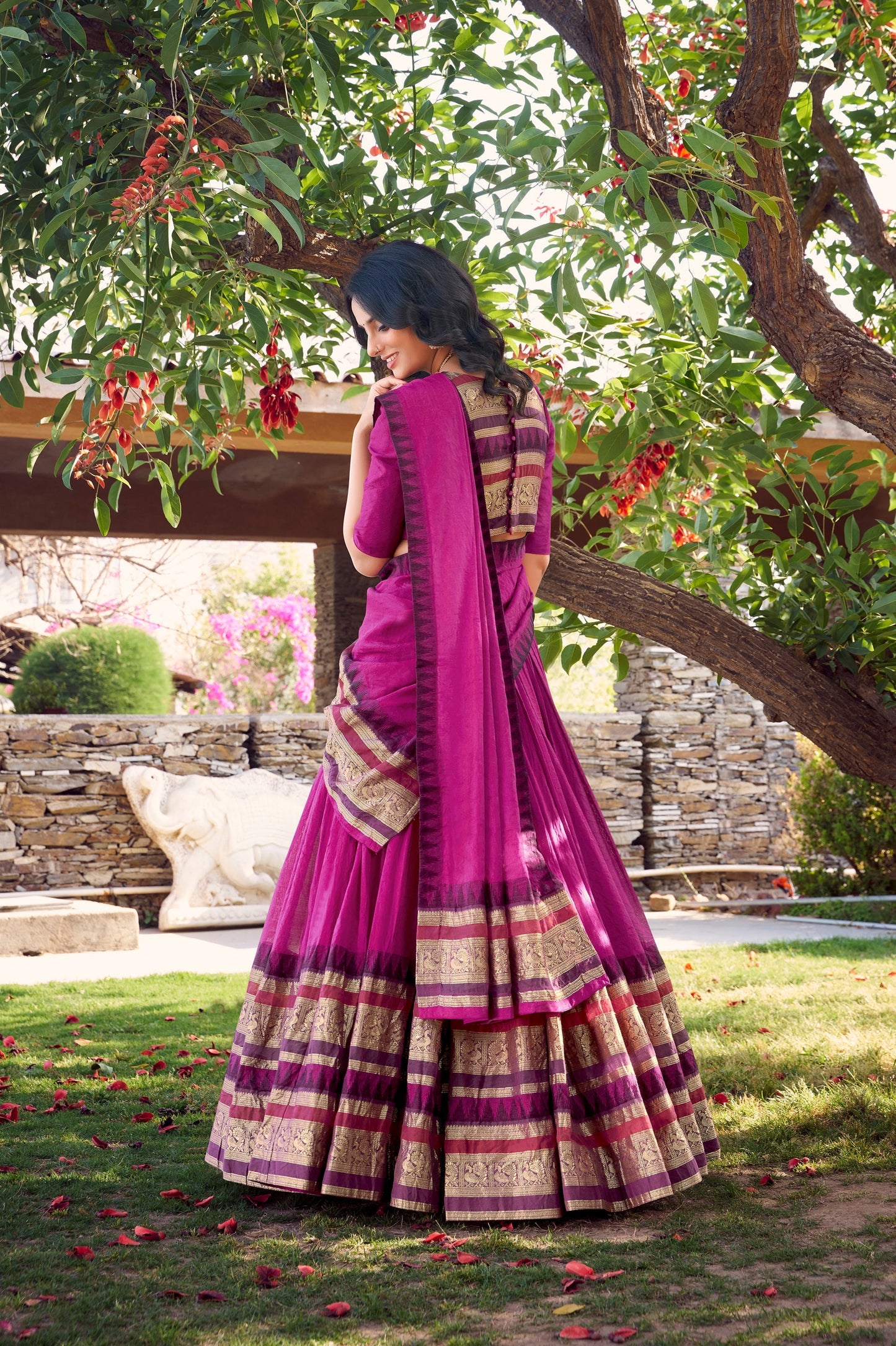 PURE CHANDERI LEHENGA CHOLI WITH DUPATTA (WDN125) 01
