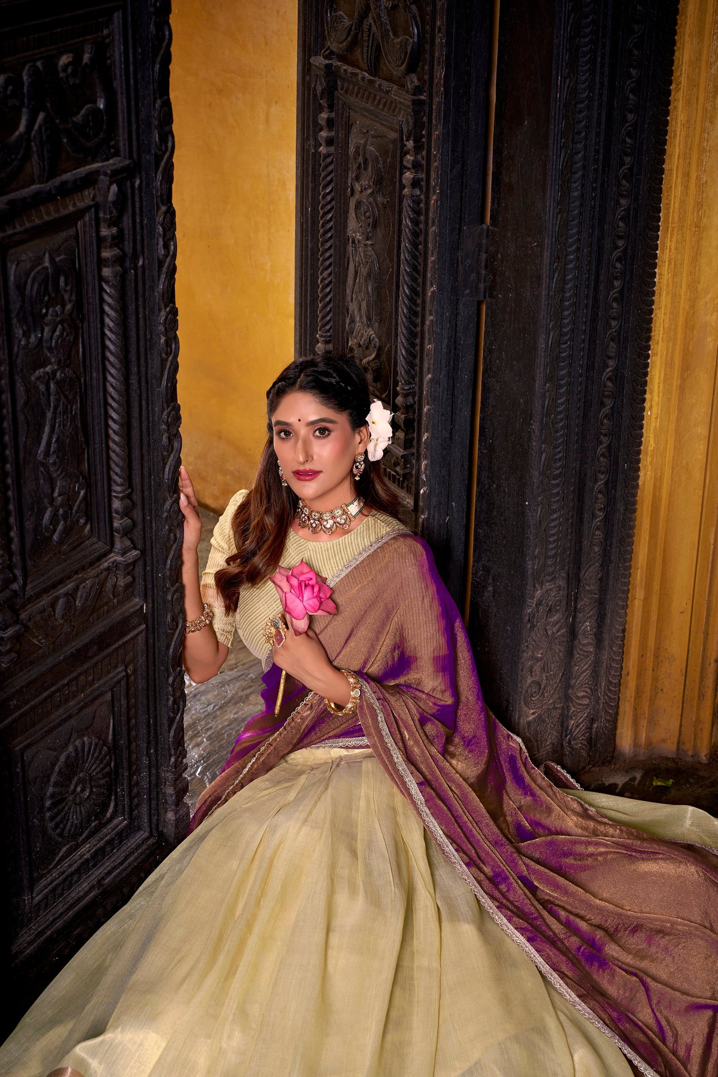 TILTON DUPION SILK ZARI WEAVING LEHENGA CHOLI WITH SHIMMER DUPATTA