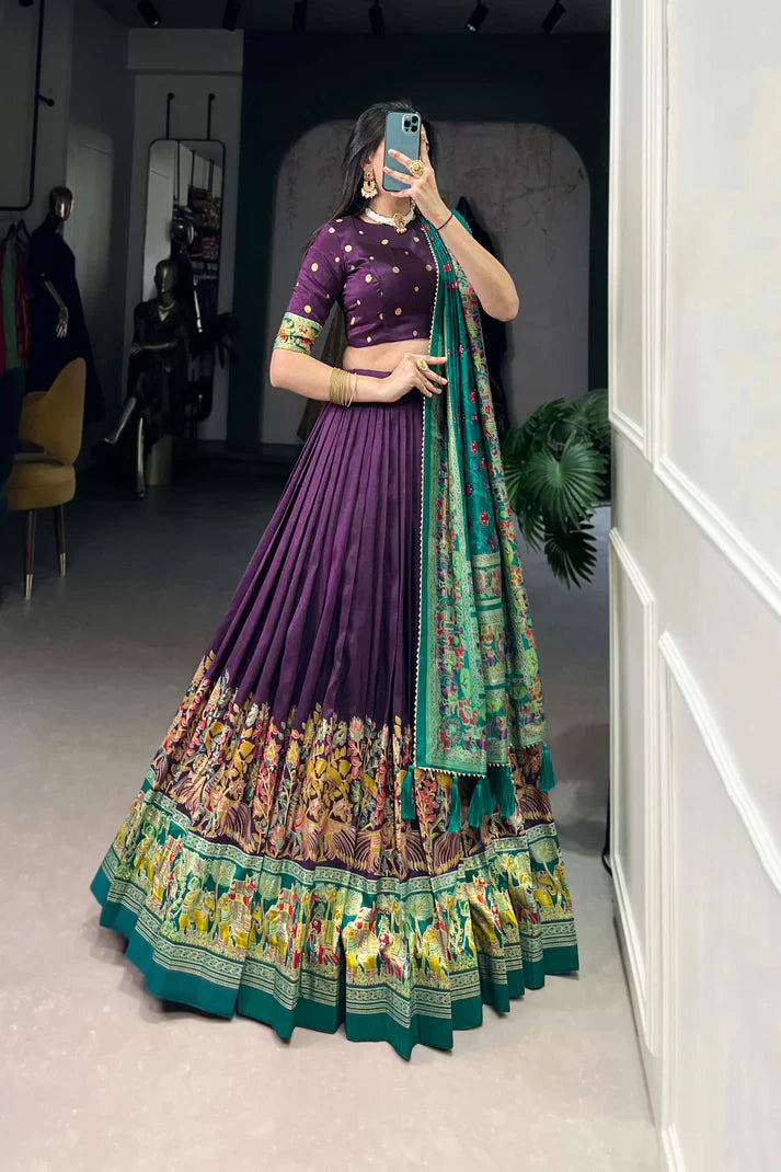 FESTIVAL SPECIAL TUSSAR SILK LEHENGA CHOLI WITH DUPATTA(WD88) (03)