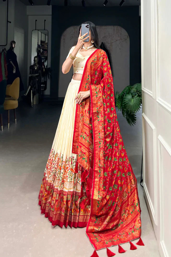 FESTIVAL SPECIAL TUSSAR SILK LEHENGA CHOLI WITH DUPATTA(WD88)
