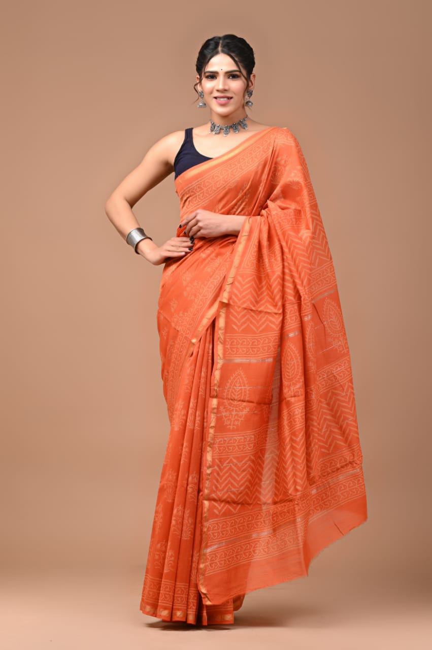 Premium Hand Block Printed Chanderi Silk Saree 51