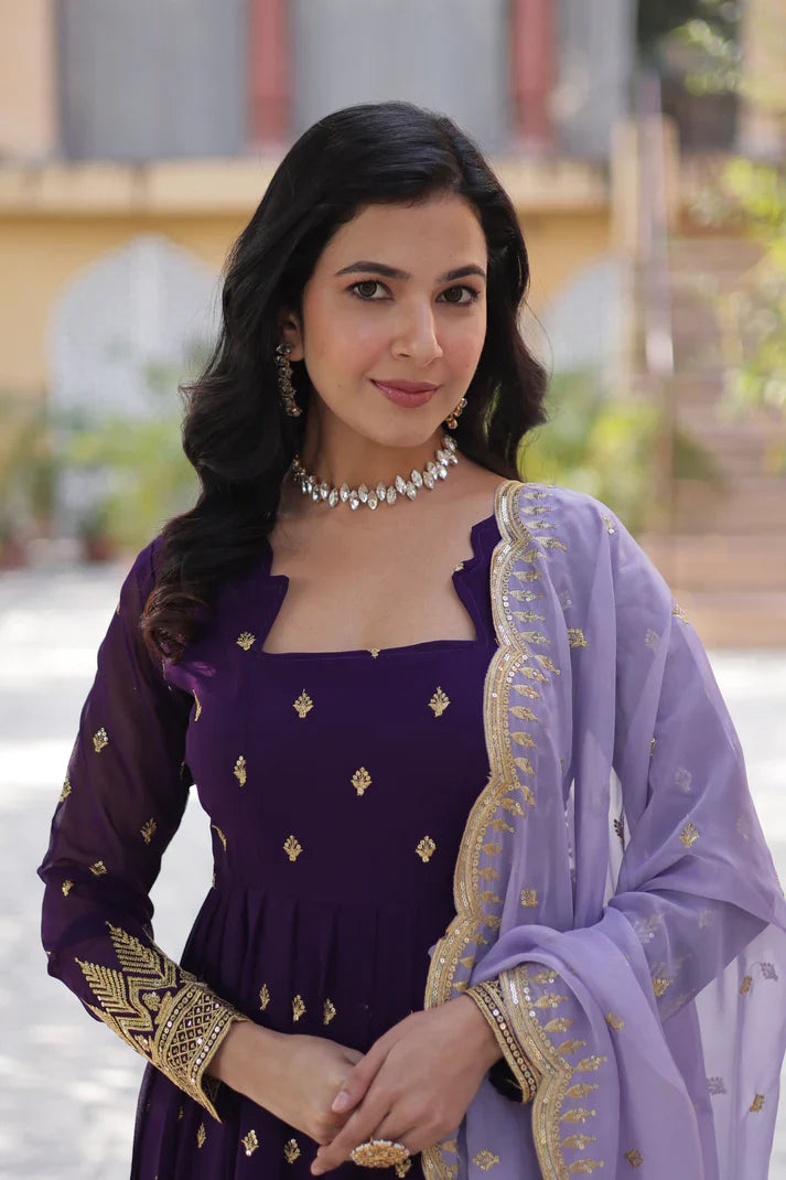 FAUX BLOOMING EMBROIDERED GOWN WITH DUPATTA(WD90)