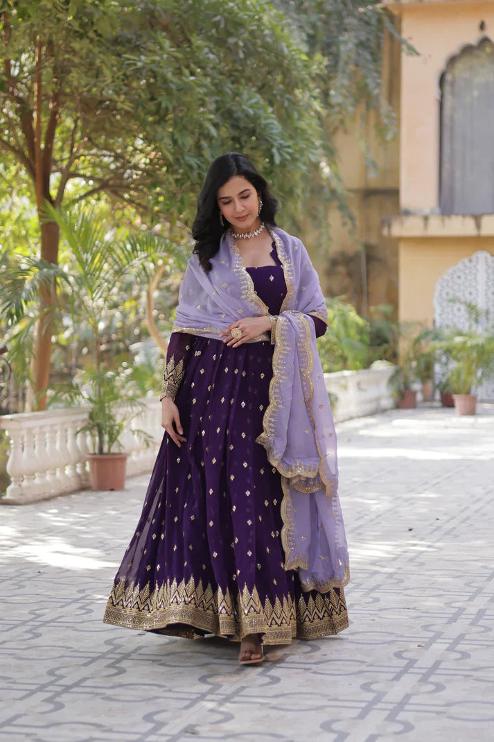 FAUX BLOOMING EMBROIDERED GOWN WITH DUPATTA(WD90)