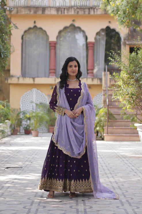 FAUX BLOOMING EMBROIDERED GOWN WITH DUPATTA(WD90)