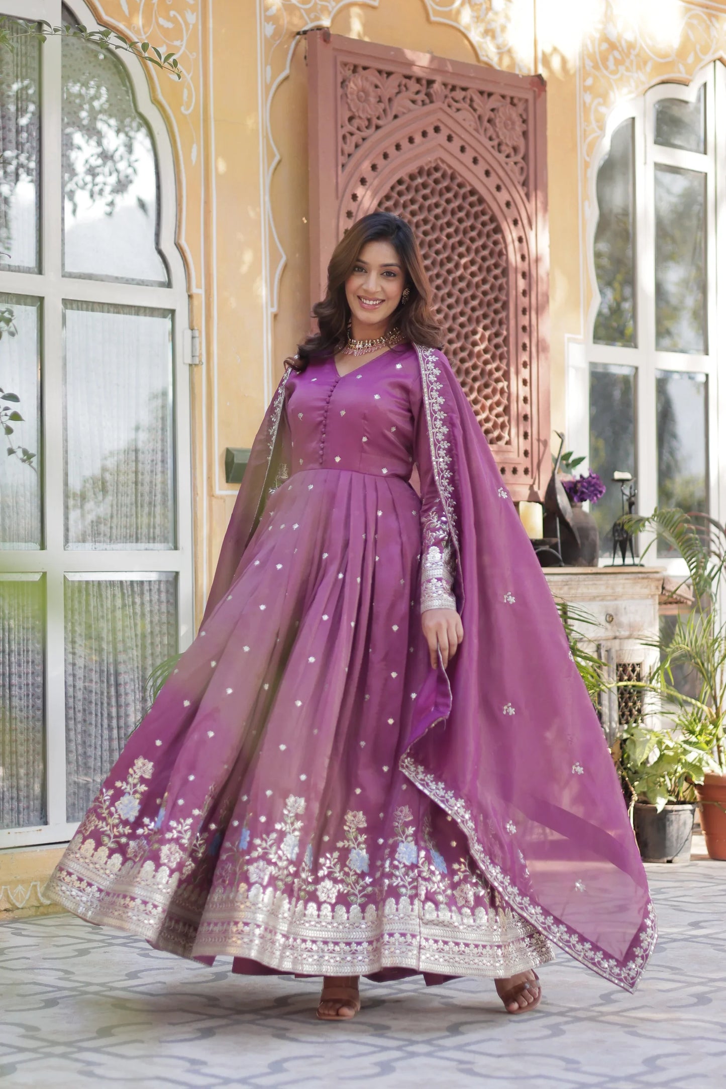 VISCOS COSMOS SEQUINS EMBROIDERED GOWN WITH DUPATTA(WD71)