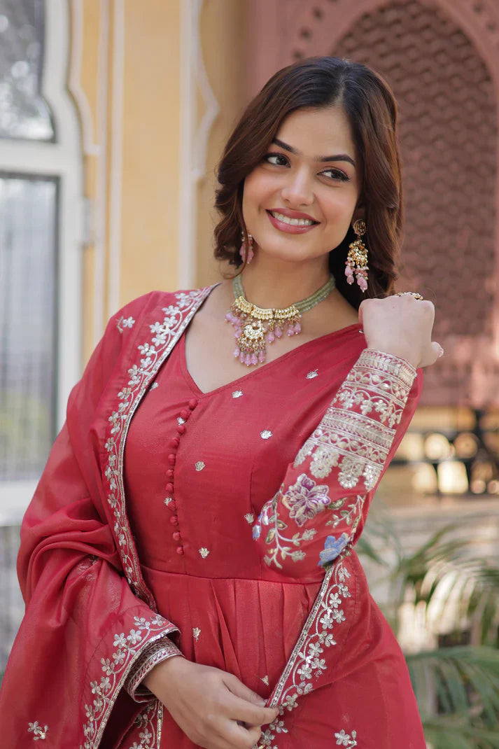 VISCOS COSMOS SEQUINS EMBROIDERED GOWN WITH DUPATTA(WD72)