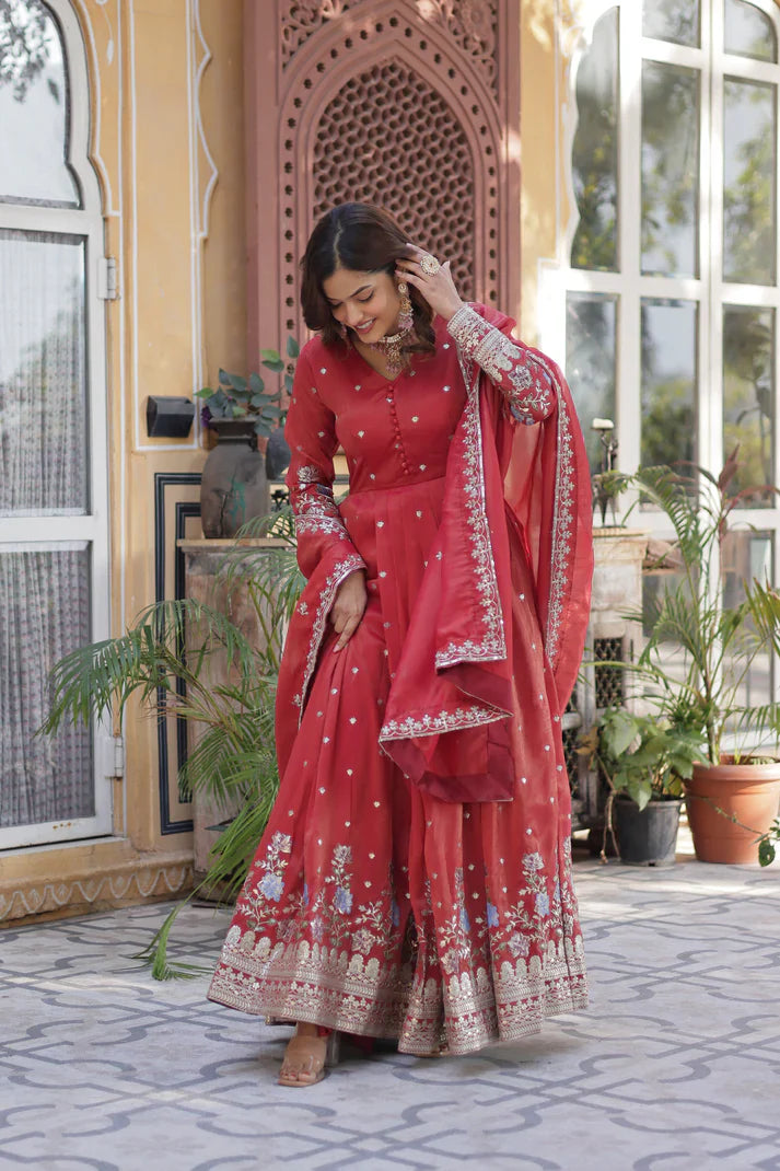VISCOS COSMOS SEQUINS EMBROIDERED GOWN WITH DUPATTA(WD72)