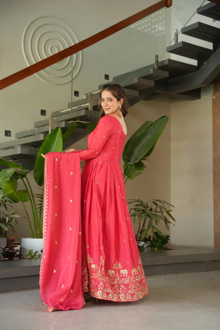 CHINON SEQUANCE EMBROIDERED GOWN WITH DUPATTA(WD83) (01)