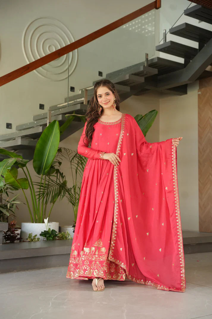 CHINON SEQUANCE EMBROIDERED GOWN WITH DUPATTA(WD83) (01)