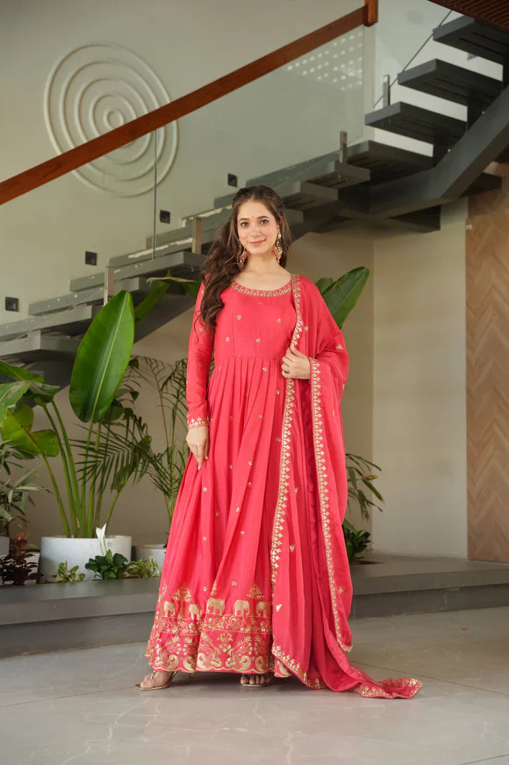 CHINON SEQUANCE EMBROIDERED GOWN WITH DUPATTA(WD83) (01)