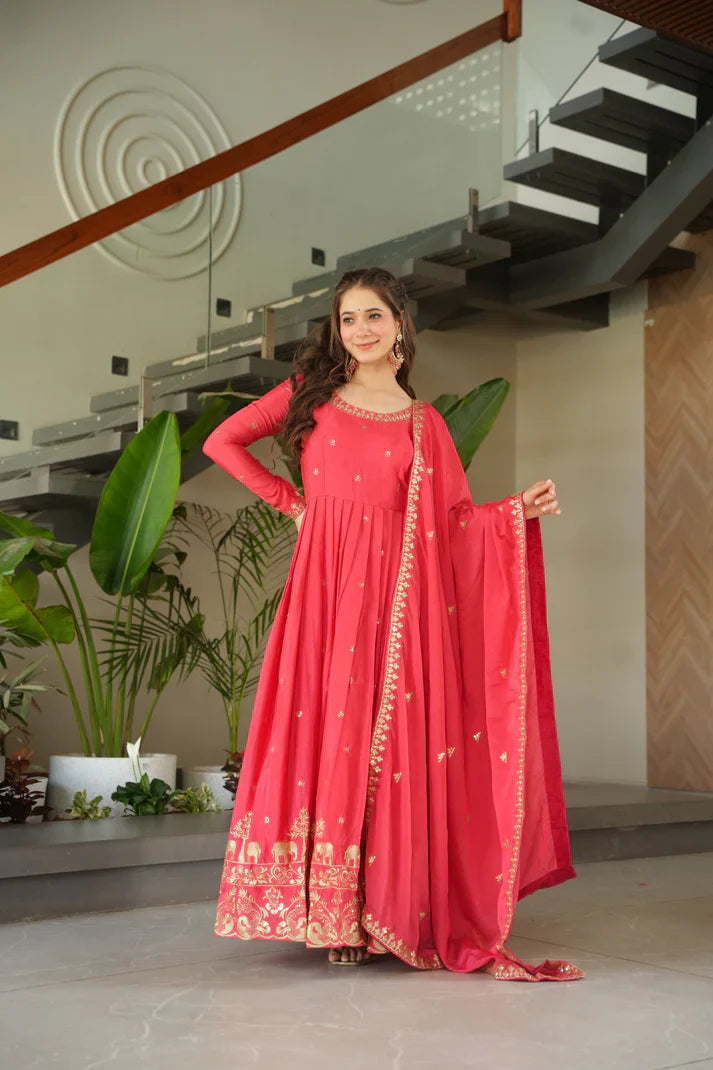 CHINON SEQUANCE EMBROIDERED GOWN WITH DUPATTA(WD83) (01)