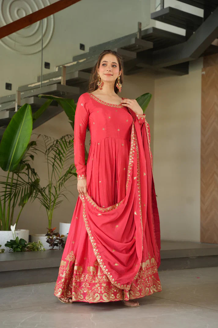 CHINON SEQUANCE EMBROIDERED GOWN WITH DUPATTA(WD83) (01)