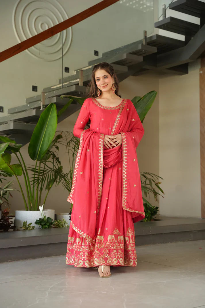 CHINON SEQUANCE EMBROIDERED GOWN WITH DUPATTA(WD83) (01)