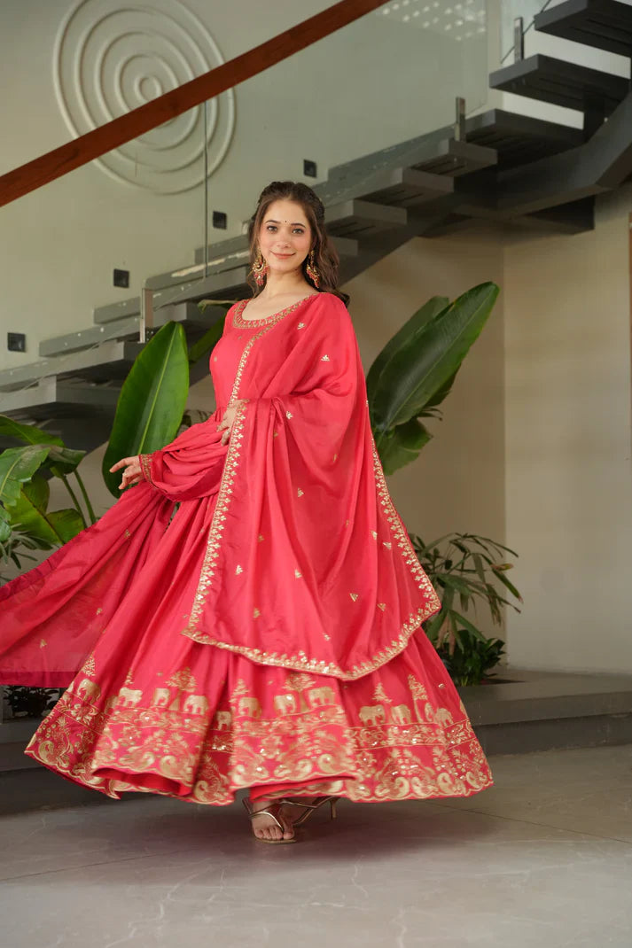 CHINON SEQUANCE EMBROIDERED GOWN WITH DUPATTA(WD83) (01)