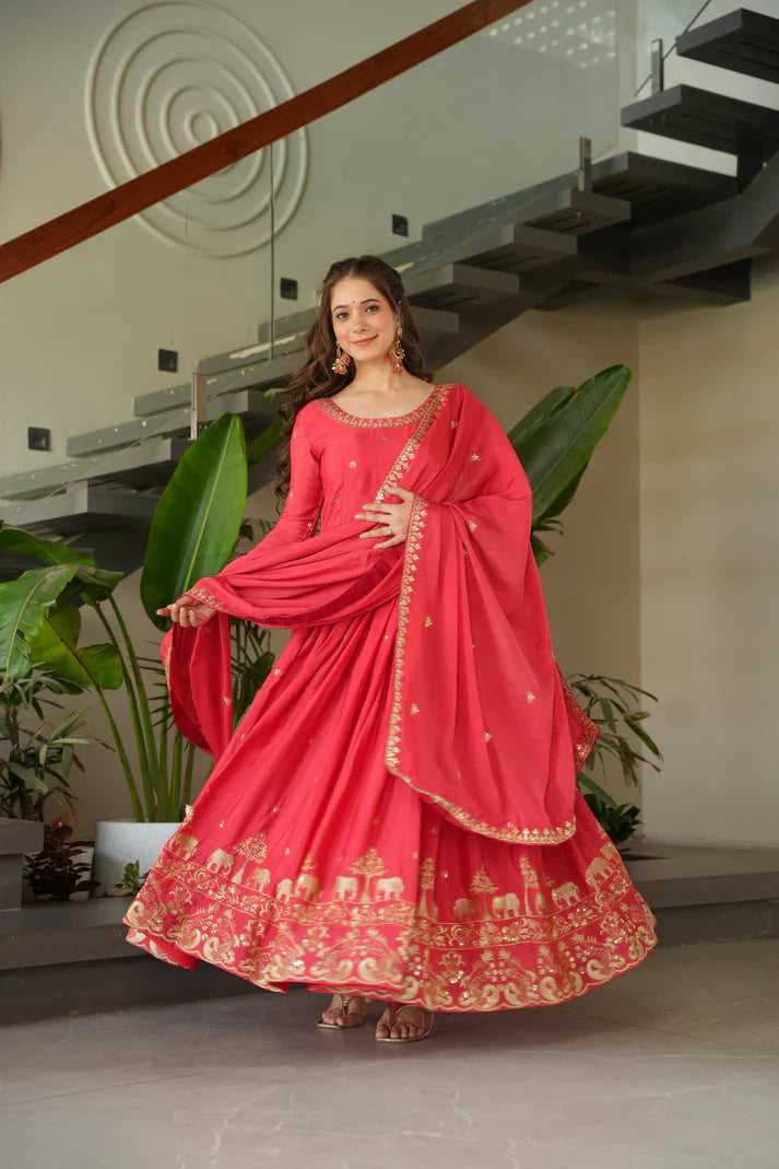 CHINON SEQUANCE EMBROIDERED GOWN WITH DUPATTA(WD83) (01)