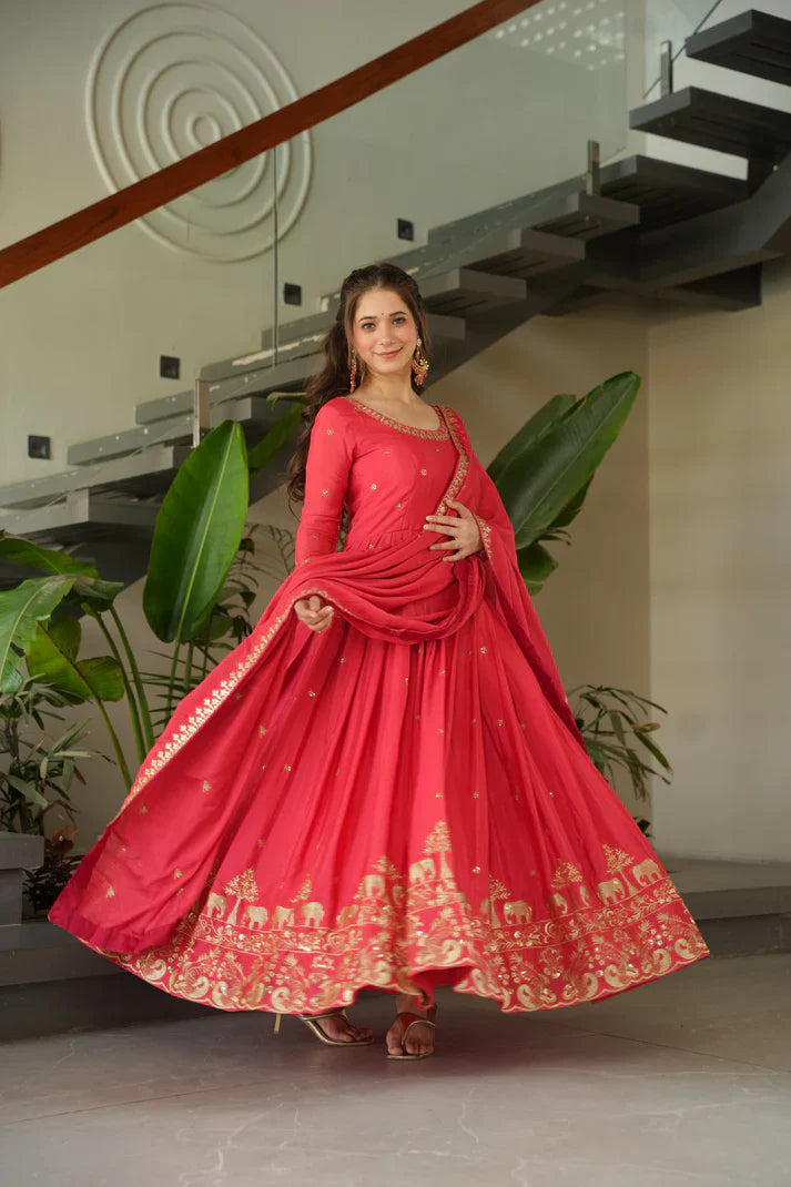 CHINON SEQUANCE EMBROIDERED GOWN WITH DUPATTA(WD83) (01)