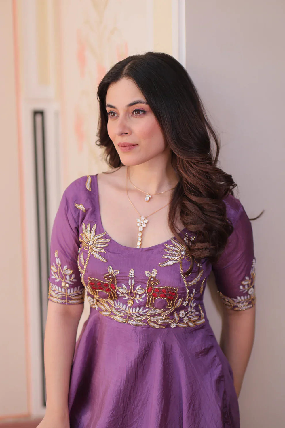 FESTIVAL SPECIAL GOLD CRUSH BEADS EMBROIDERED GOWN(WD177)