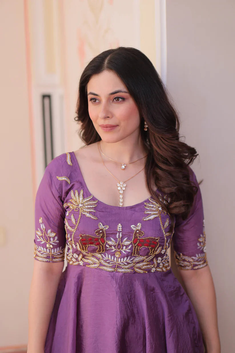FESTIVAL SPECIAL GOLD CRUSH BEADS EMBROIDERED GOWN(WD177)