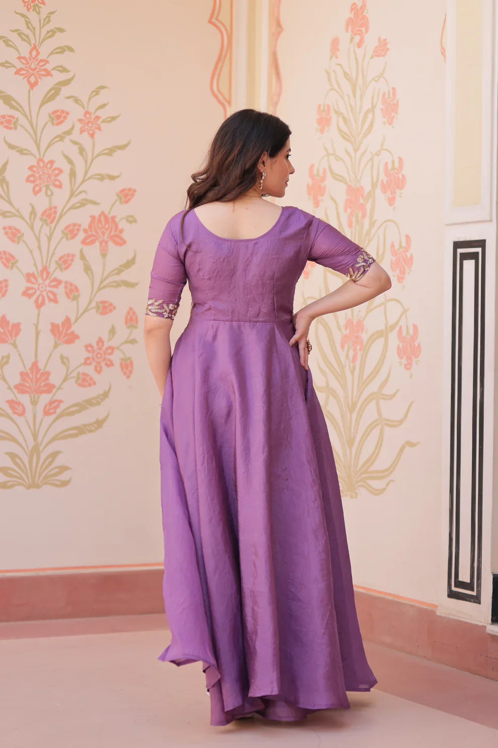 FESTIVAL SPECIAL GOLD CRUSH BEADS EMBROIDERED GOWN(WD177)