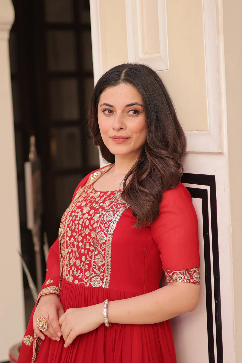 FESTIVE SPECIAL FAUX BLOOMING EMBROIDERED GOWN WITH DUPATTA(WD179)