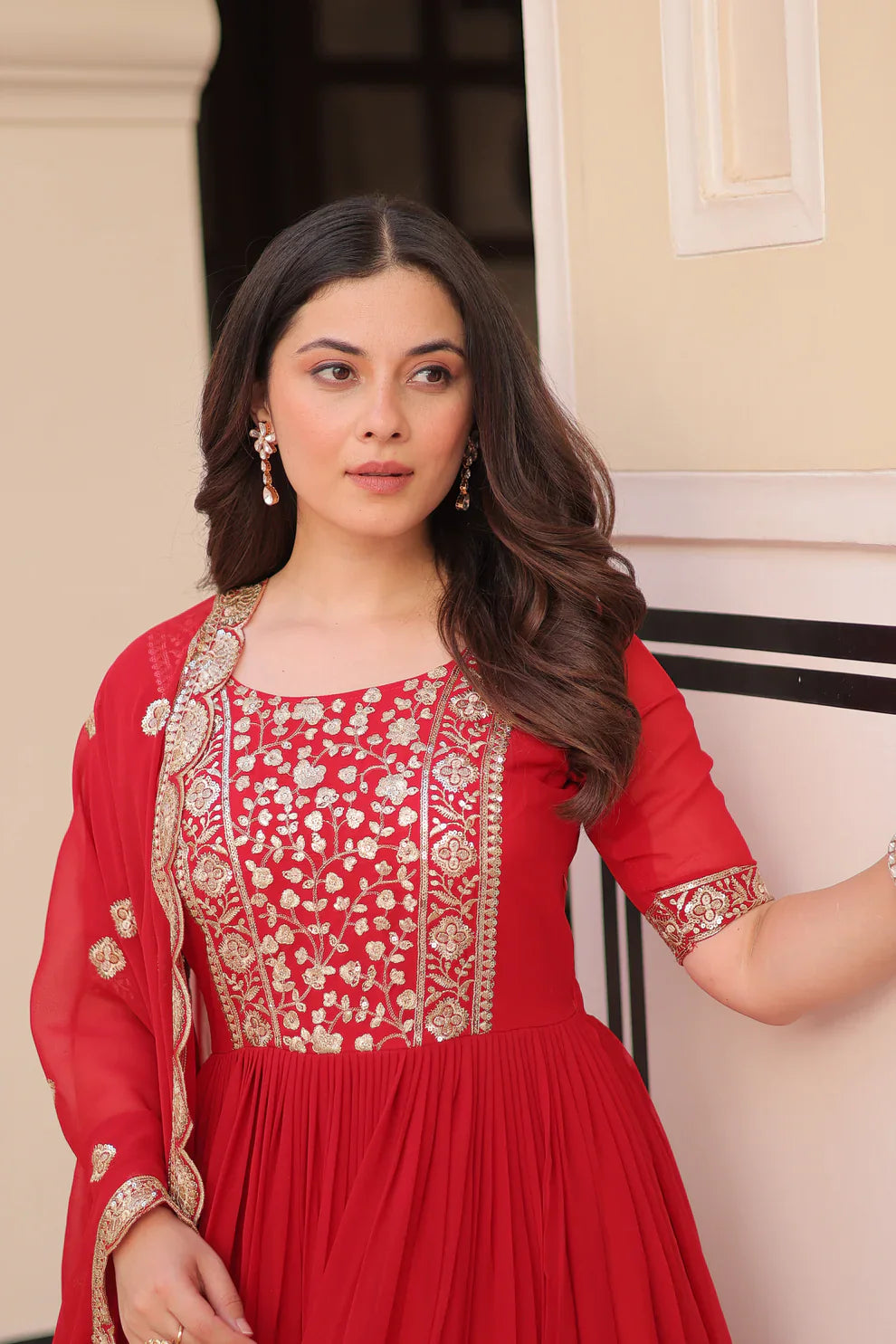 FESTIVE SPECIAL FAUX BLOOMING EMBROIDERED GOWN WITH DUPATTA(WD179)