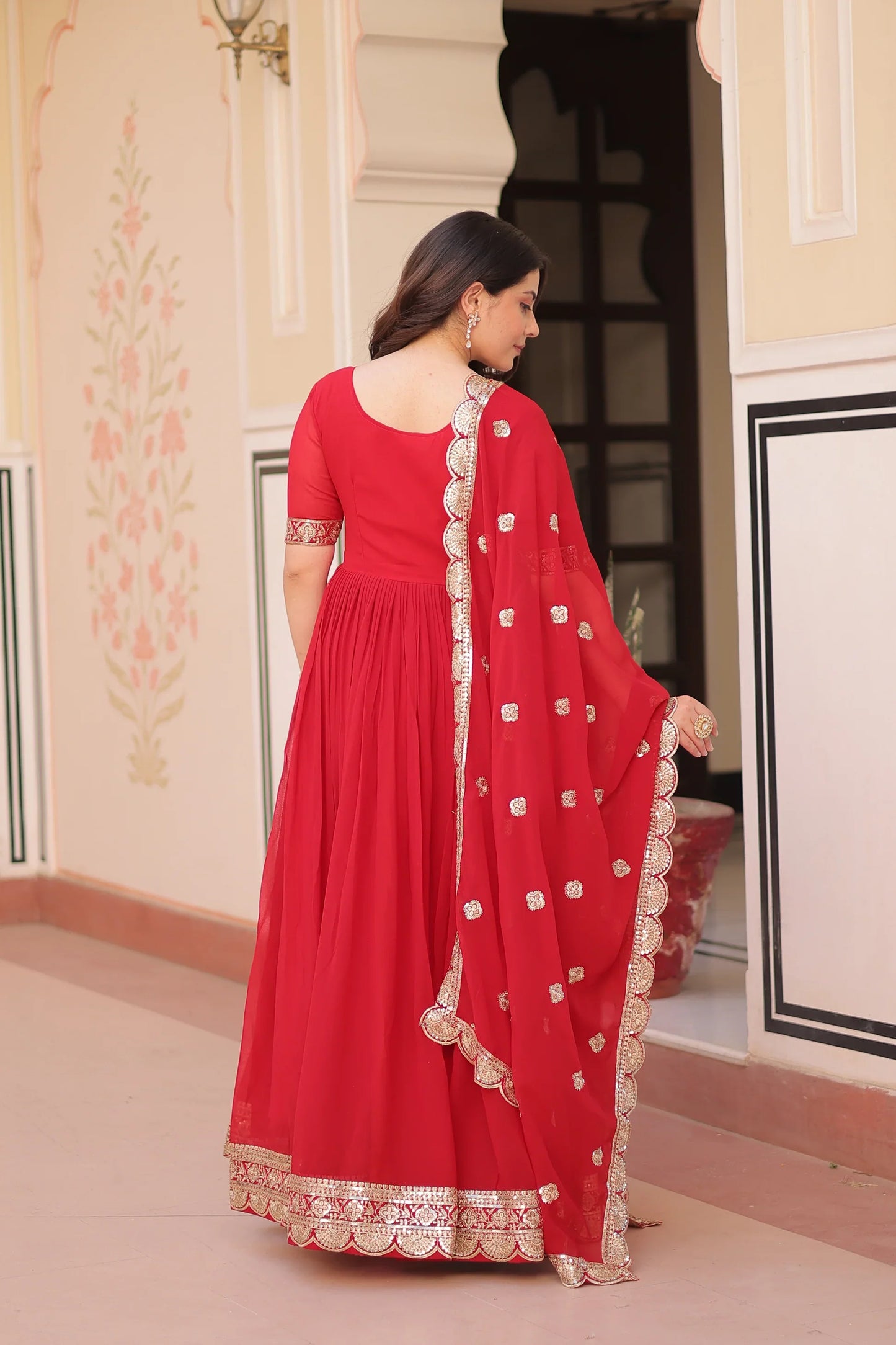 FESTIVE SPECIAL FAUX BLOOMING EMBROIDERED GOWN WITH DUPATTA(WD179)