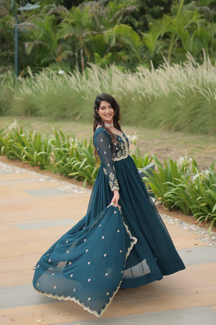 FESTIVAL SPECIAL FAUX BLOOMING SEQUINS EMBROIDERED GOWN WITH DUPATTA (WD21)