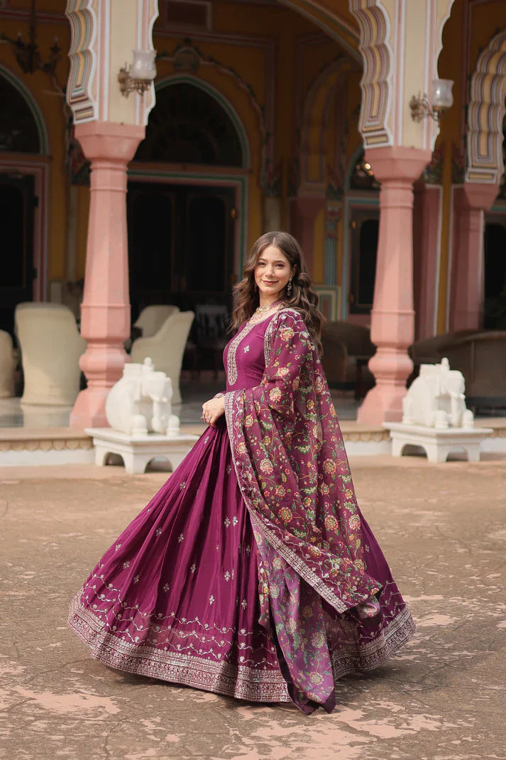 FESTIVAL SPECIAL SEQUINS EMBROIDERES GOWN WITH DUPATTA(WD22) (01)