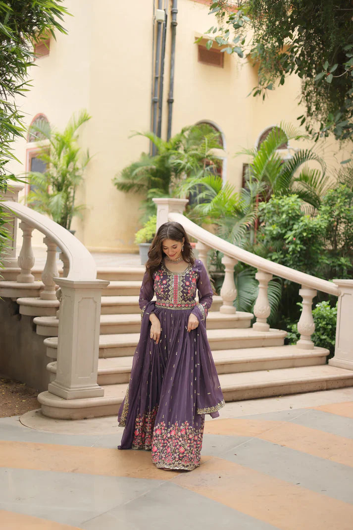 WEDDING SPECIAL FAUX GEORGETTE EMBROIDERED SHARARA WITH DUPATTA(WD126)(02)