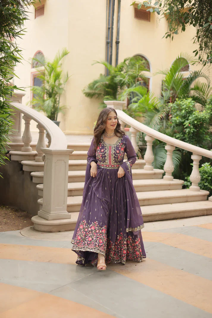 WEDDING SPECIAL FAUX GEORGETTE EMBROIDERED SHARARA WITH DUPATTA(WD126)(02)