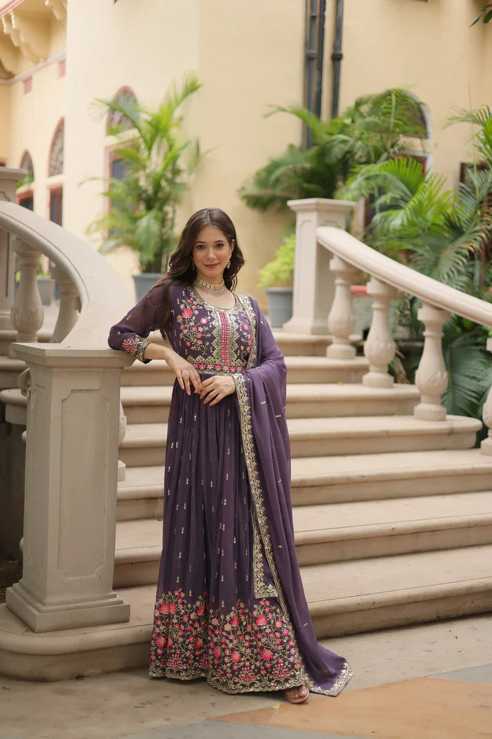 WEDDING SPECIAL FAUX GEORGETTE EMBROIDERED SHARARA WITH DUPATTA(WD126)(02)