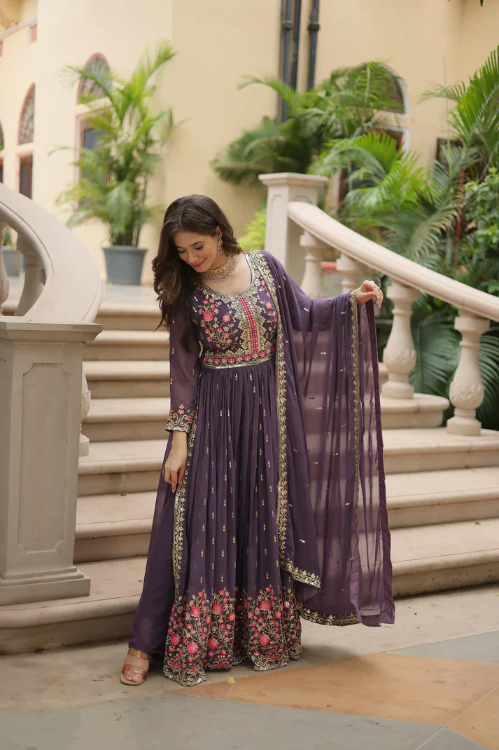 WEDDING SPECIAL FAUX GEORGETTE EMBROIDERED SHARARA WITH DUPATTA(WD126)(02)
