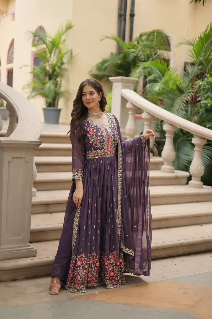 WEDDING SPECIAL FAUX GEORGETTE EMBROIDERED SHARARA WITH DUPATTA(WD126)(02)