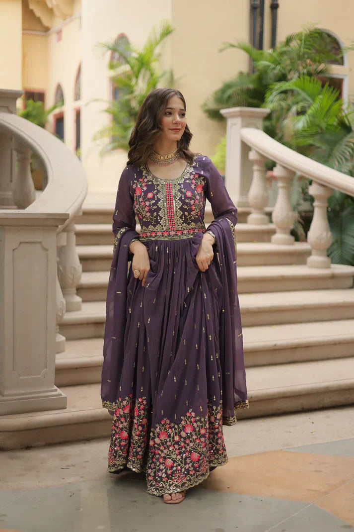 WEDDING SPECIAL FAUX GEORGETTE EMBROIDERED SHARARA WITH DUPATTA(WD126)(02)