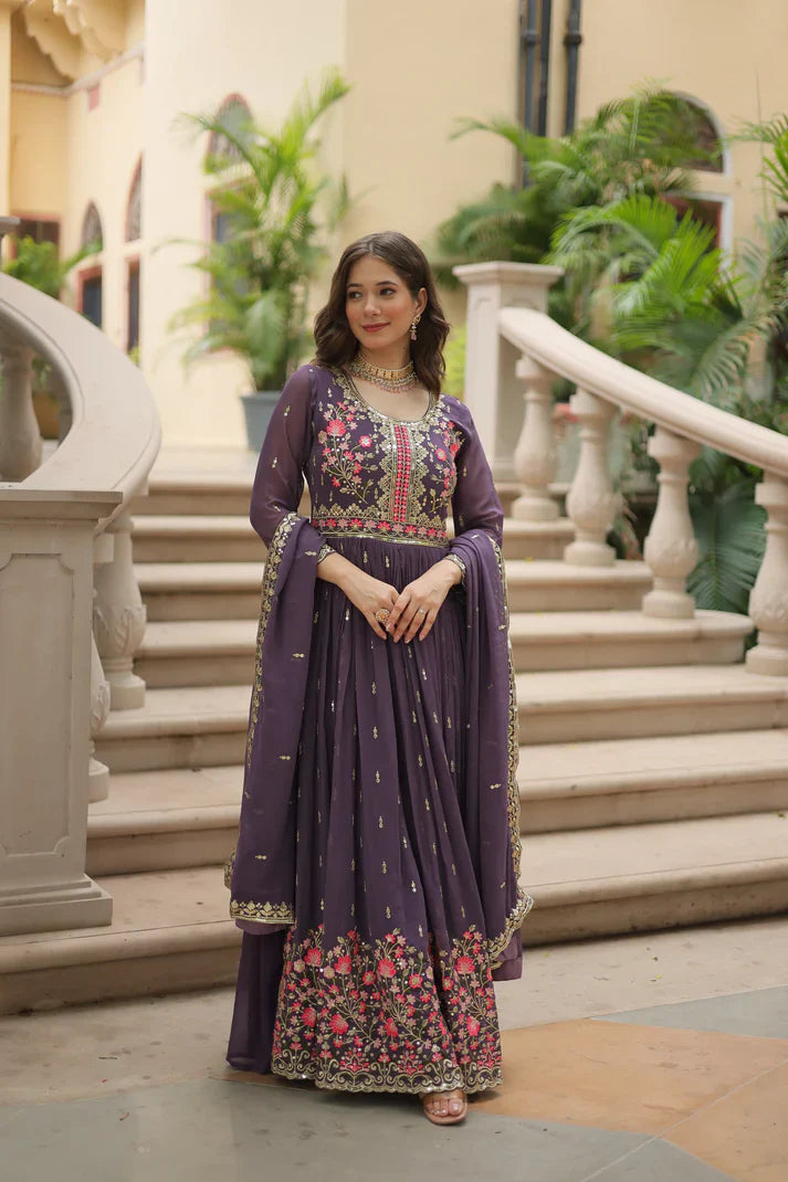 WEDDING SPECIAL FAUX GEORGETTE EMBROIDERED SHARARA WITH DUPATTA(WD126)(02)