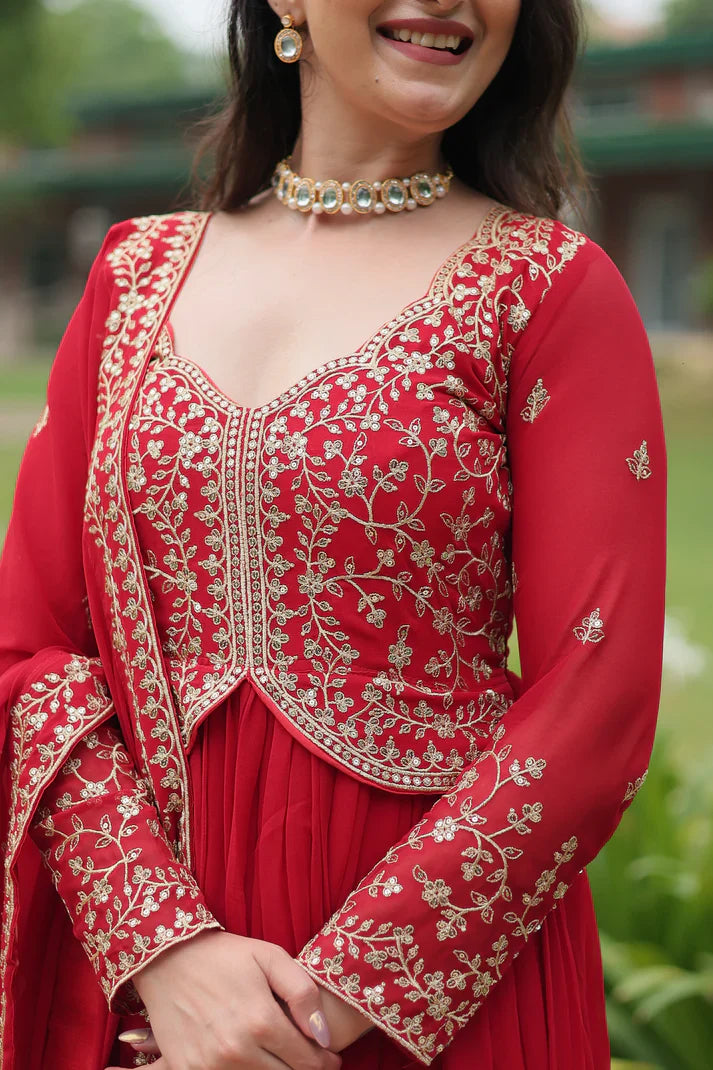 WEDDING SPECIAL FAUX BLOOMING SEQUINS EMBROIDERED GOWN WITH DUPATTA(WD50) (01)