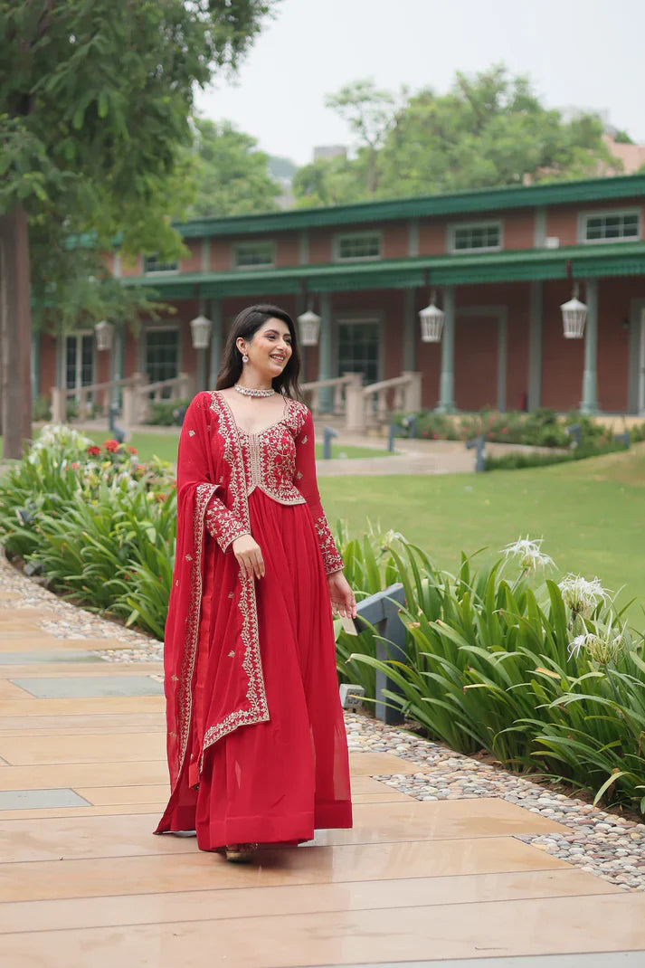 WEDDING SPECIAL FAUX BLOOMING SEQUINS EMBROIDERED GOWN WITH DUPATTA(WD50) (01)