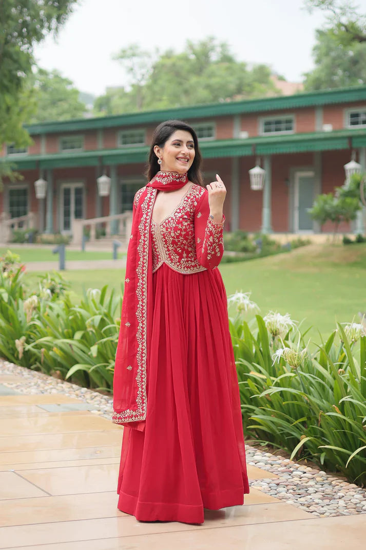WEDDING SPECIAL FAUX BLOOMING SEQUINS EMBROIDERED GOWN WITH DUPATTA(WD50) (01)