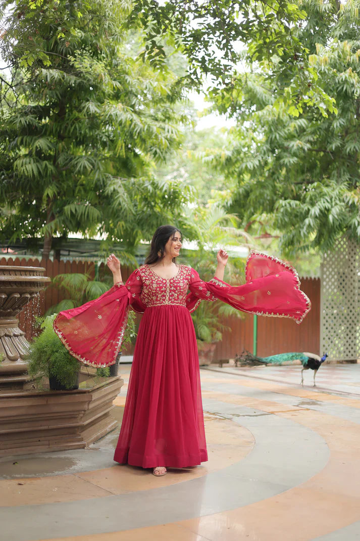 WEDDING SPECIAL SEQUINS EMBROIDERED GOWN WITH DUPATTA(WD23)