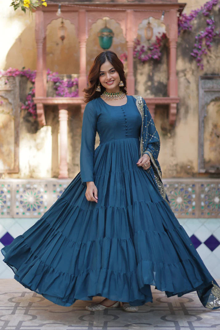 WEDDING SPECOAL STAR GEORGETTE GOWN WITH DUPATTA(WD54) (02)