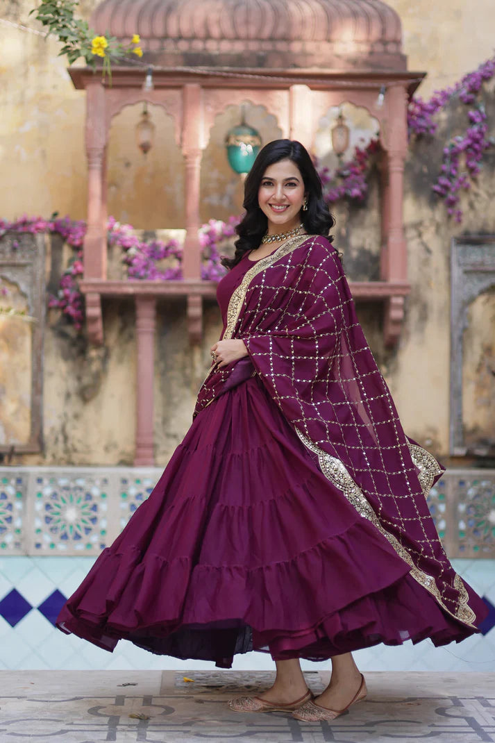 WEDDING SPECOAL STAR GEORGETTE GOWN WITH DUPATTA(WD54) (03)