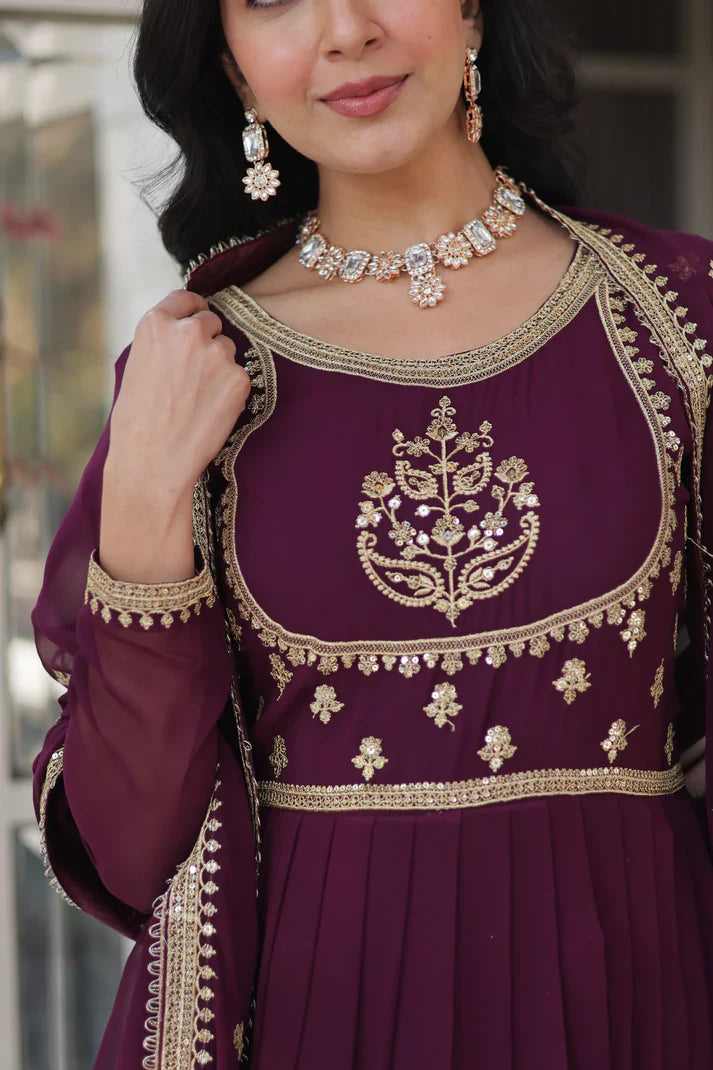 WEDDING SPECIAL GEORGETTE RICH SEQUINS EMBROIDERED GOWN WITH DUPATTA(WD108) (01)