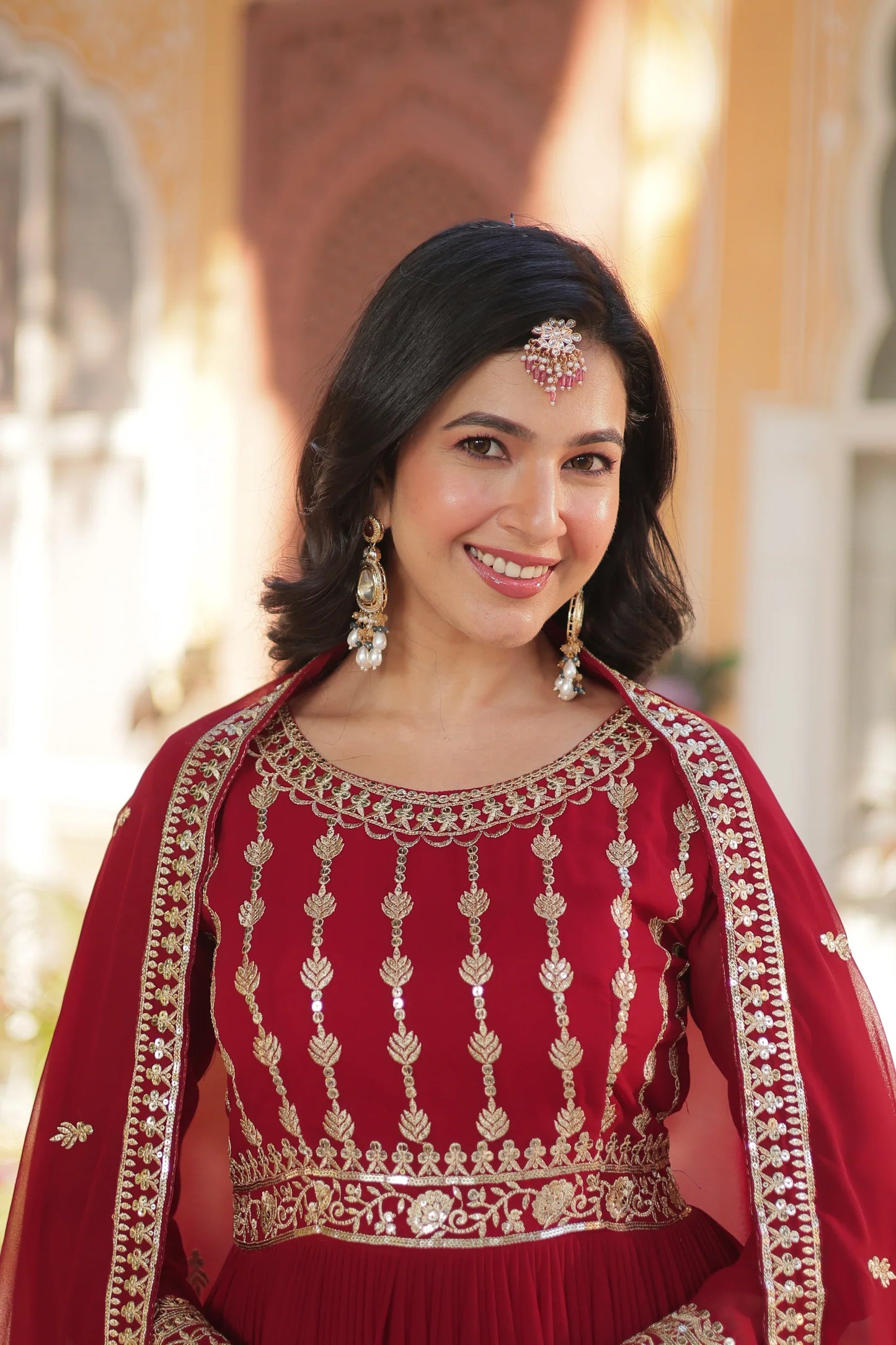 WEDDING SPECIAL GEORGETTE SEQUENCE EMBROIDERED GOWN WITH DUPATTA (WD107)