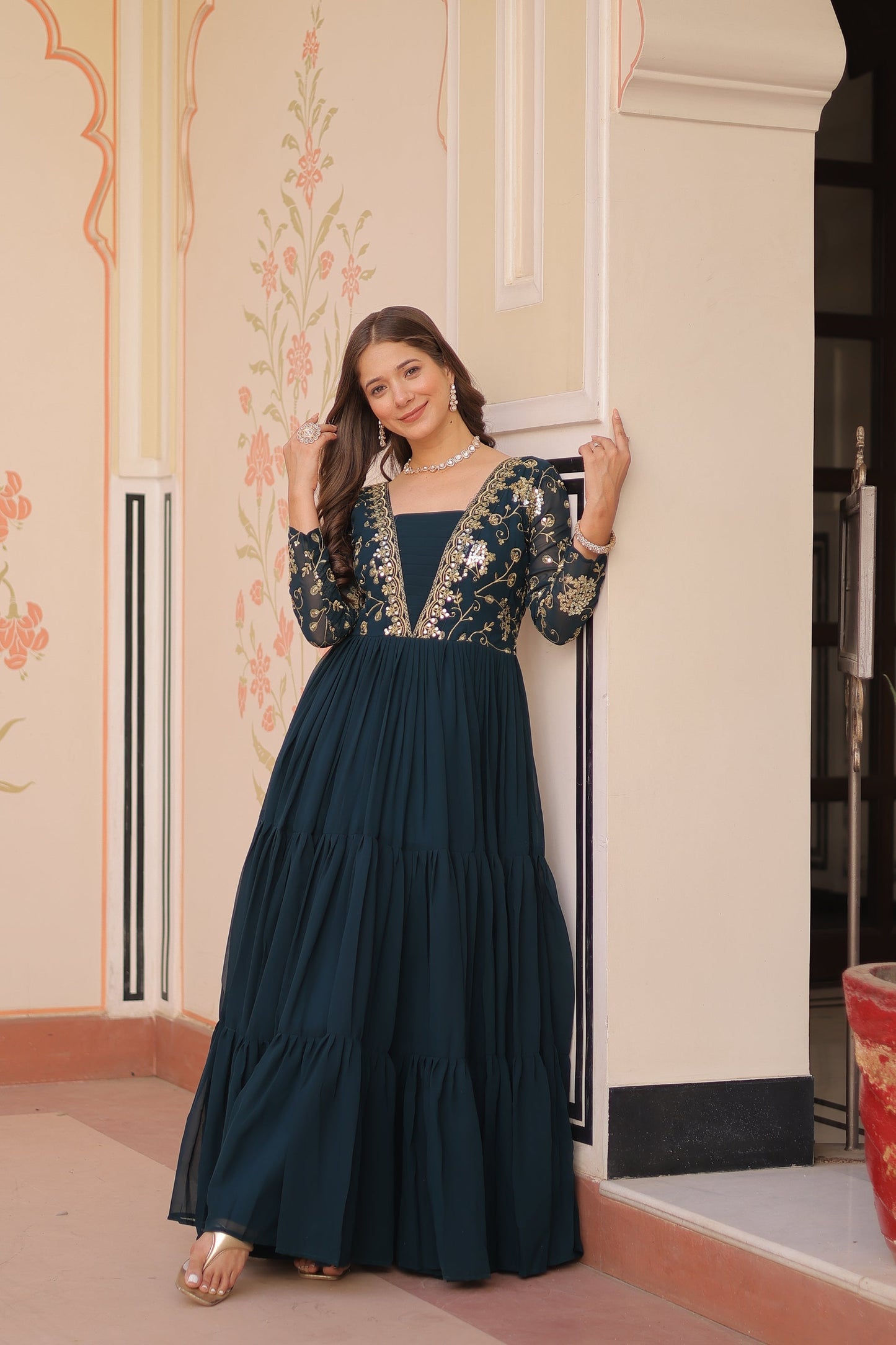 FESTIVAL SPECIAL SEQUINS AND ZARI EMBROIDERED GOWN (WDN52) 02