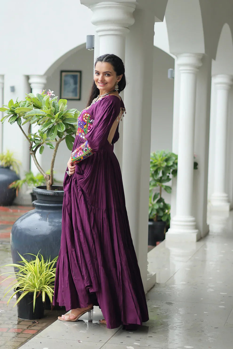 NAVRATRI SPECIAL GAMTHI KUTCHI WORK RAYON GOWN (WD182) 01