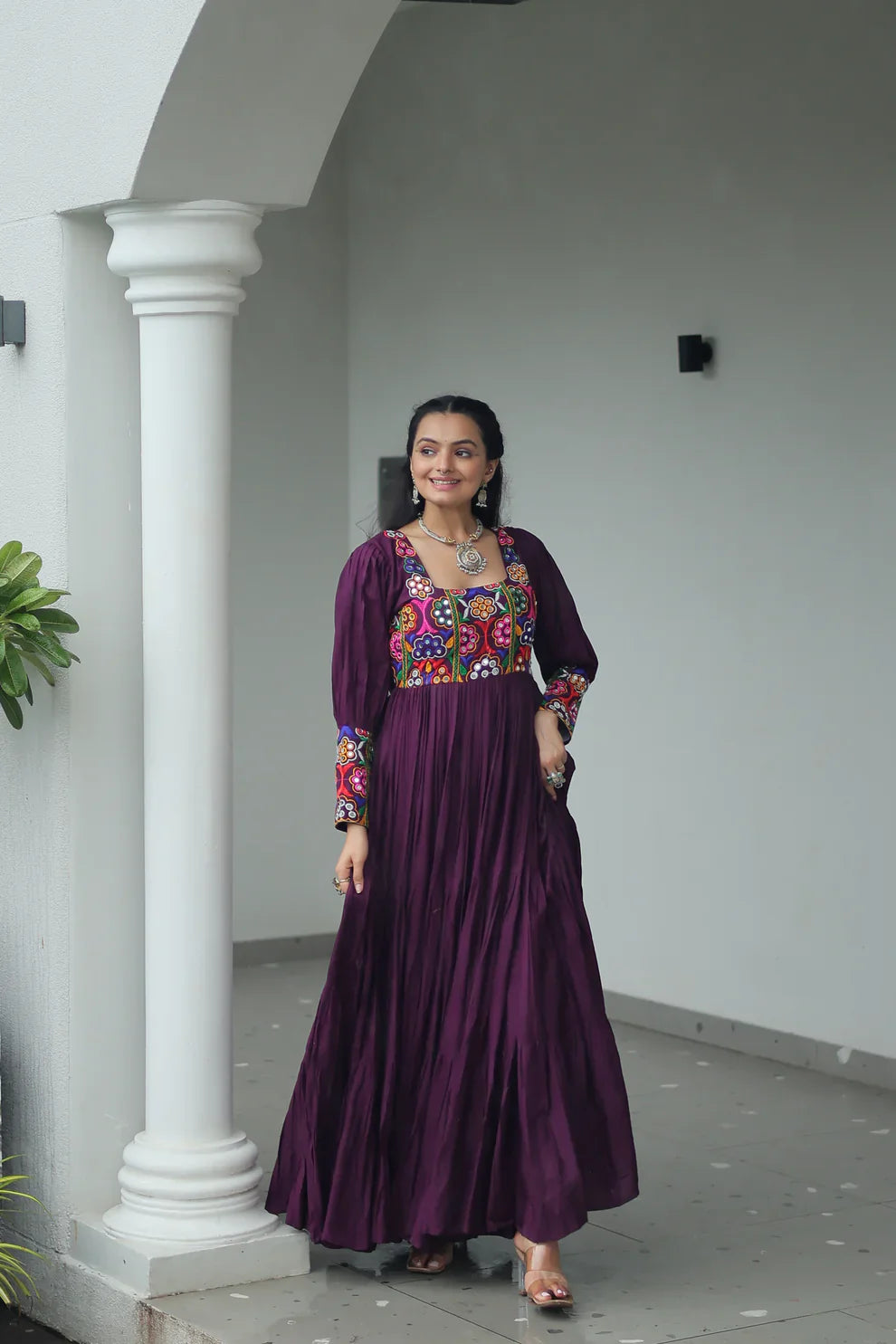 NAVRATRI SPECIAL GAMTHI KUTCHI WORK RAYON GOWN (WD182) 01